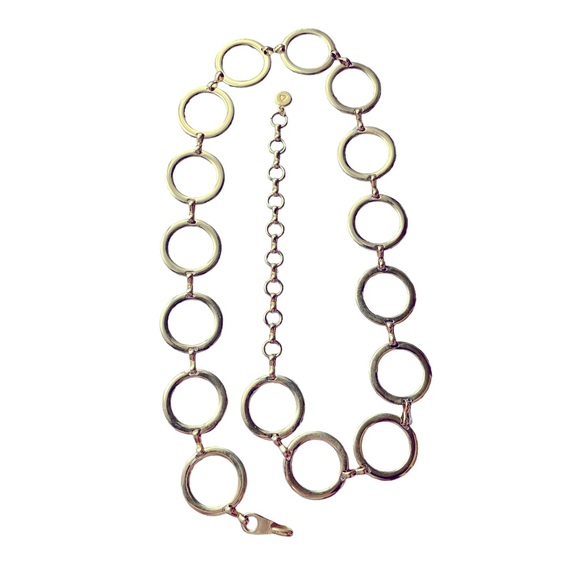 Chain Belt Open Circle with Horsebit Connectors Vintage Goldtone Adjustable - Picture 2 of 6